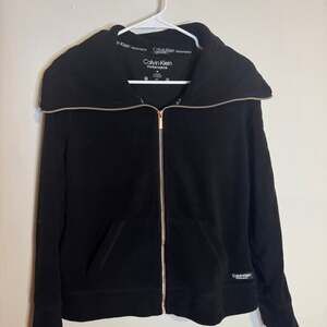 Calvin Klein Performance Black Fleece Full-Zip Jacket with Rose Gold Zipper
